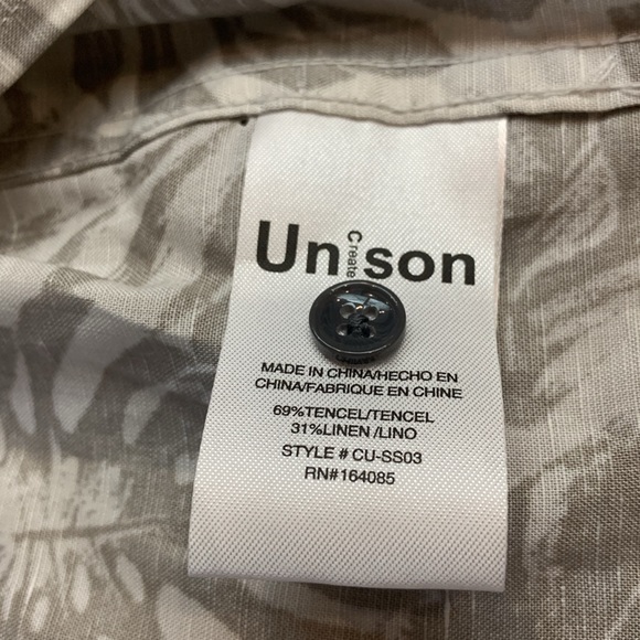 NWOT CREATE UNISON CAMP SHIRT IN GREY FLORAL PRINT Size Small - Picture 8 of 9
